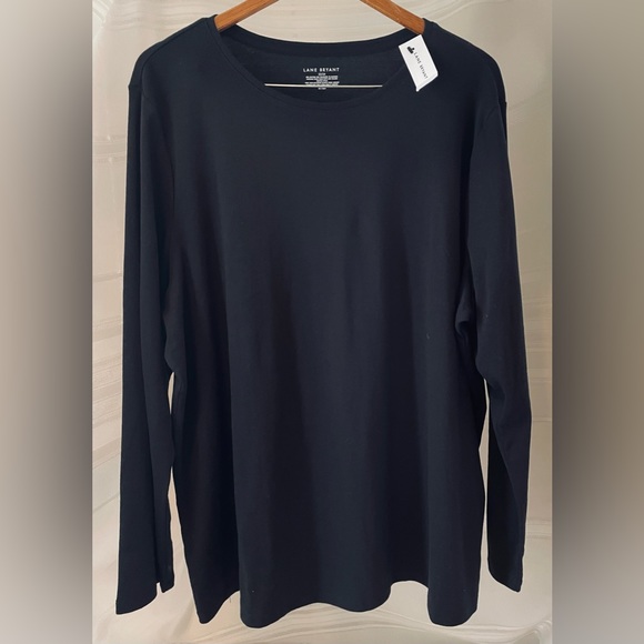NWT Size 22/24 Lane Bryant Black LS Cotton Blend Casual Top - Picture 1 of 6